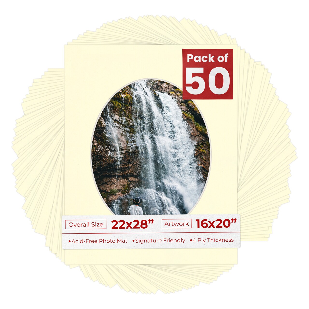 Off White Mat Board for 22x28 Frames - Oval Opening for 16x20 Photos